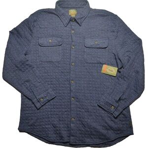 St. John Bay outdoor men’s XL indigo heather quilted soft button sweater shirt